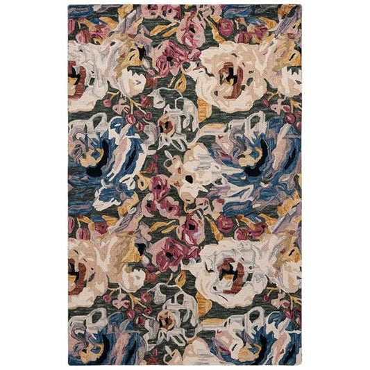 Handmade Premium Collection Woollen Rug Loop Pile Floral Hand Tufted Carpet for Living Room Bedroom Drawing Room Hall and Floor 12X18 Size (Copy) (Copy) (Copy)
