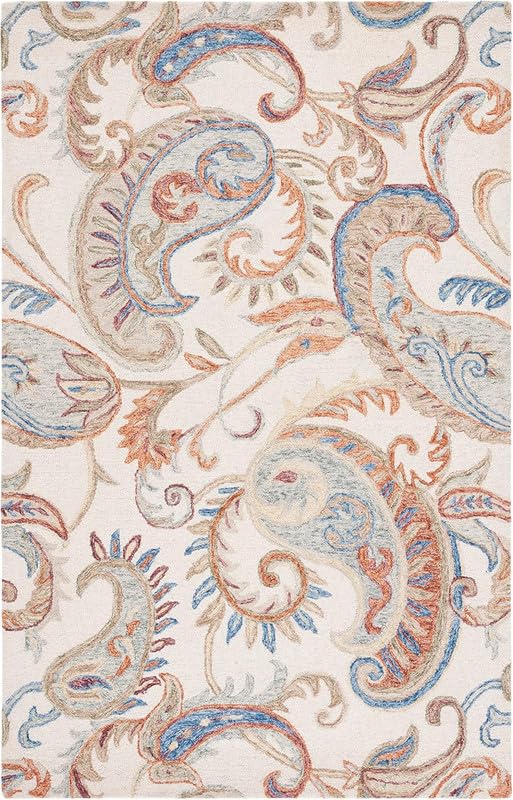 Handmade Premium Collection Woollen Rug Loop Pile Floral Hand Tufted Carpet for Living Room Bedroom Drawing Room Hall and Floor 12X18 Size