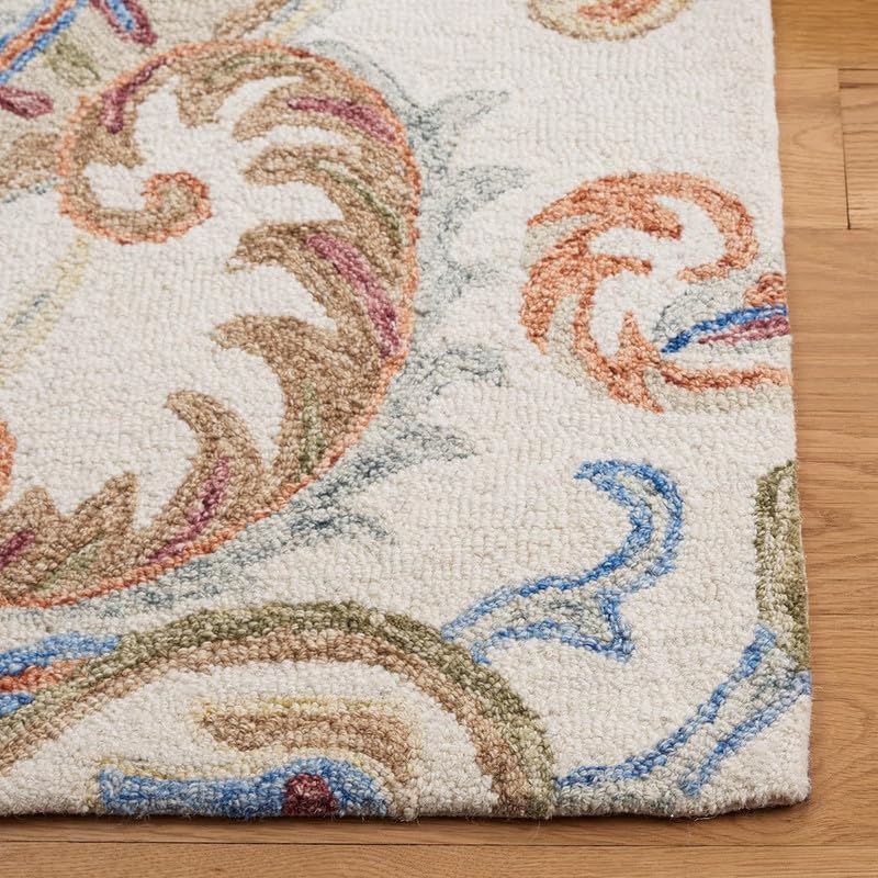 Handmade Premium Collection Woollen Rug Loop Pile Floral Hand Tufted Carpet for Living Room Bedroom Drawing Room Hall and Floor 12X18 Size