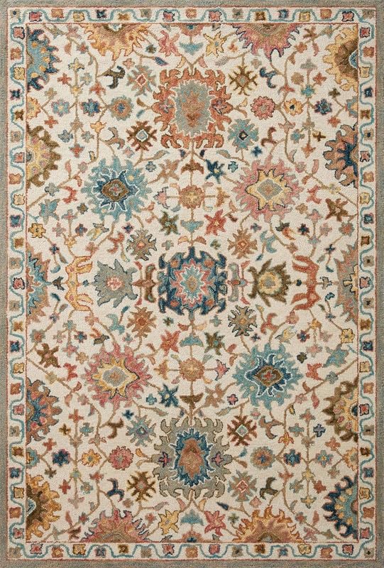 Handmade Premium Collection Woollen Rug Loop Pile Floral Hand Tufted Carpet for Living Room Bedroom Drawing Room Hall and Floor 12X18 Size (Copy)