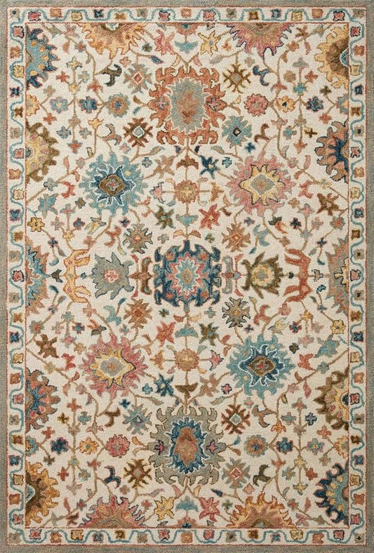 Handmade Premium Collection Woollen Rug Loop Pile Floral Hand Tufted Carpet for Living Room Bedroom Drawing Room Hall and Floor 12X18 Size (Copy)