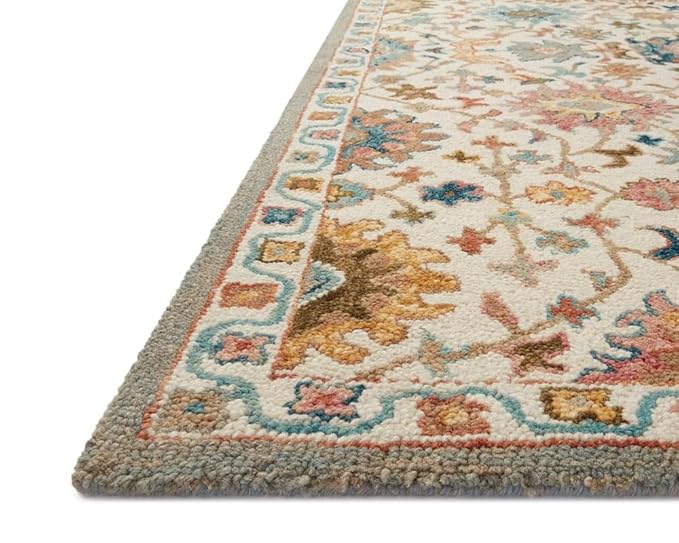 Handmade Premium Collection Woollen Rug Loop Pile Floral Hand Tufted Carpet for Living Room Bedroom Drawing Room Hall and Floor 12X18 Size (Copy)