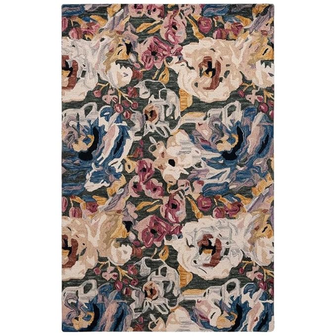 Handmade Premium Collection Woollen Rug Loop Pile Floral Hand Tufted Carpet for Living Room Bedroom Drawing Room Hall and Floor 12X18 Size (Copy) (Copy) (Copy)