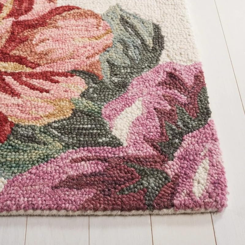 Handmade Premium Collection Woollen Rug Loop Pile Floral Hand Tufted Carpet for Living Room Bedroom Drawing Room Hall and Floor 12X18 Size (Copy) (Copy) (Copy) (Copy)