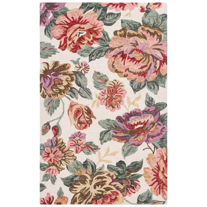 Handmade Premium Collection Woollen Rug Loop Pile Floral Hand Tufted Carpet for Living Room Bedroom Drawing Room Hall and Floor 12X18 Size (Copy) (Copy) (Copy) (Copy)