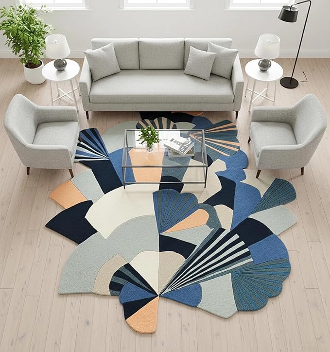 Hand Tufted Wool Rug 15x20 Ft – Modern Irregular Shape Aesthetic Carpet, 1 Inch Thick Pile, Anti-Skid Backing, Soft Handmade Woolen Area Rug for Living Room, Bedroom, Hall Décor